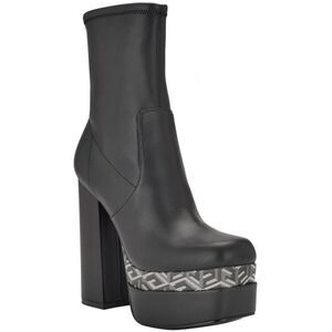 Guess Womens Caballa Black Faux Leather Heels Mid-Calf Boots Shoes 8 M …